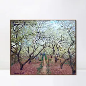 Framed Canvas Giclee Print Art Orchard in Bloom1879 by Claude Monet Decor 24"x32 - Picture 1 of 8
