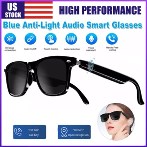 Smart Glasses Polarized Sunglass Audio Mic Speakers Bluetooth Call Remote Camera - Picture 1 of 23