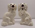 Pair Beswick England Staffordshire White & Gold Mantle Spaniel Dogs 6'