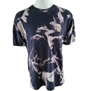 Vintage Carhartt Tie-Dye T-Shirt Navy Blue | Size L | Front Pocket Logo - Picture 1 of 7