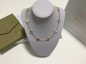 Authentic Van Cleef & Arpels 18k Yellow Gold 10 MOP Vintage Alhambra Necklace - Picture 1 of 5