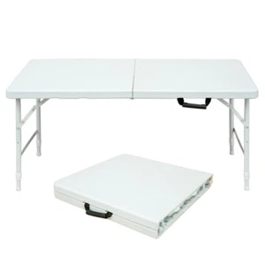 4-foot Portable White Camping Folding Table, Maximum Weight Capacity 135KG - Picture 1 of 15