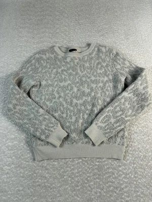 Suéter Theory Mujer Gris Medio Leopardo Jacquard Mezcla Lana Cuello Redondo Tejido Foto 1 de 4
