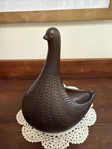 Fioriera vaso uccellino ceramica arte norvegese colomba marrone Norvegia vintage MCM firmata - Foto 1 di 6