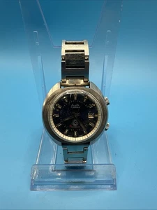 Alsta 17 Jewels Incabloc Datalarm, WORKS,  Cracked Lens, Manual Wind Swiss Movt - Picture 1 of 6