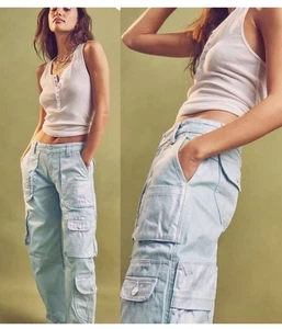 Free people We the Free Lap of Luxury Barrel Cargo Pants Teal Shine 30 - Bild 1 von 6