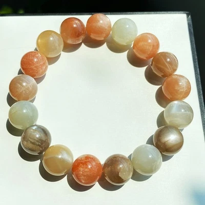 Brazalete de cuentas de cristal de luz fuerte piedra solar piedra lunar color natural de 11,6 mm 013 Foto 1 de 4
