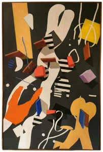 DAVID FRANCIS RUSSELL (REGNO Unito b1927) METÀ-20° C VINTAGE SGND MODERNISTA GEO-ASTRATTO O/C - Foto 1 di 24