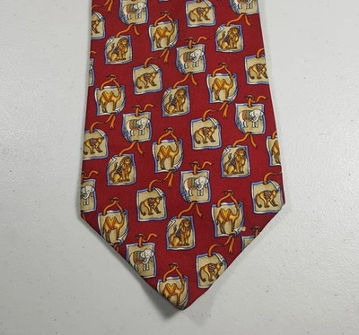 SALVATORE FERRAGAMO Men's Silk Tie Safari Zoo Exotic Animals Print Made in Italy - Image 1 of 3