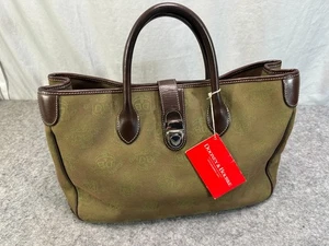DOONEY & BOURKE Donegal DB Crest Leder Doppelgriffe grün Canvas Beuteltasche Tasche - Bild 1 von 11