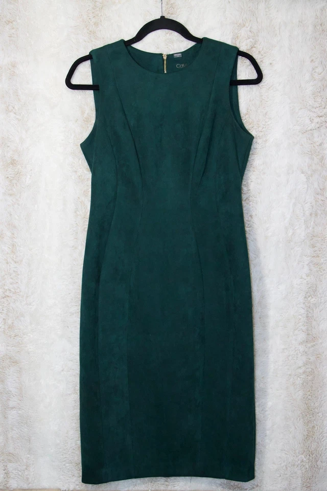 Vestido vaquero de gamuza sintética verde esmeralda de Calvin Klein para mujer talla 4 Foto 1 de 4