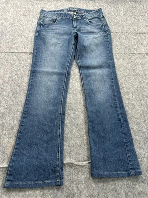 Red Camel Juniors 9 Womens  Jeans Bootcut Low Rise Heavy Stitch Distress - Image 1 of 4