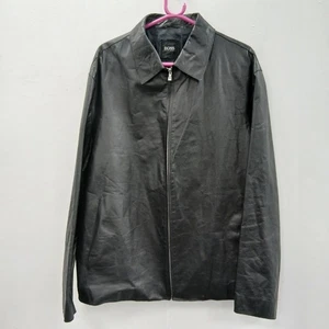 Hugo Boss Jacket Mens Size 54 Black Leather Designer RMF-FPL17 - Picture 1 of 4