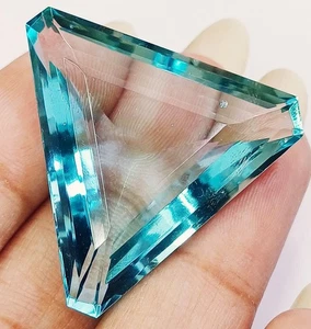 Piedras preciosas sueltas aguamarina 61,20 quilates forma de billón certificado - Imagen 1 de 7