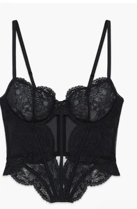 NWT  Savage x Fenty Black Haute Lace Bustier Corset Bra 12 14 Large Sexy Goth - Picture 1 of 11