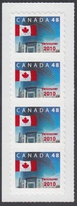 Canada - #1991 Flag, Vancouver/2010 Overprint Strip of Four From BK251 - MNH - Bild 1 von 2