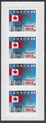 Canada - #1991 Flag, Vancouver/2010 Overprint Strip of Four From BK251 - MNH - Image 1 of 2