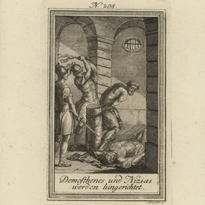 Griechische Geschichte Demosthenes Nikias Hinrichtung Orig Kupferstich 19 Jhd - Bild 1 von 3