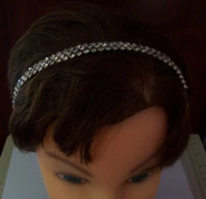 VINTAGE RHINESTONE METAL HEADBAND~TIARA~3 ROWS~RHINESTONES-HALLOWEEN - Picture 1 of 3