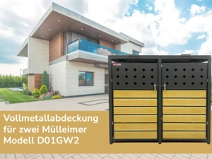Mülltonnenunterstand D01GW2, für 2 Mülltonnen, modern, anthrazit/braun - N - Bild 1 von 7