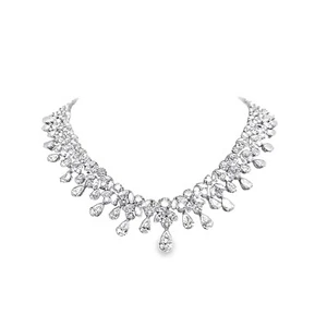 Mid-Century 54 Carat Diamond Drop Platinum Bib Necklace - Picture 1 of 8