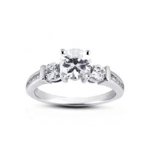 1.36ct D/SI1 Round Natural Certified Diamonds Platinum Classic Engagement Ring - Picture 1 of 6