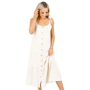 Maxi Vestido para Mujer OVER KLESHAS Algodón Arrugado Bohemio Talla L Beige - Imagen 1 de 14