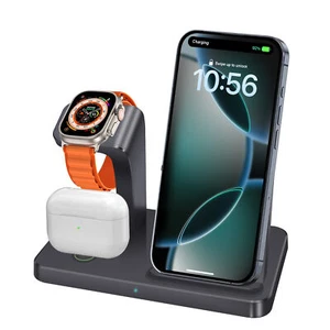 3In1 Wireless Charger Charging Station For Apple Watch 9 8 iPhone 16 Pro Max 15 - Picture 1 of 25