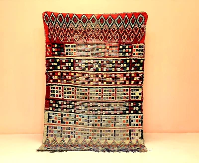 Natural Modern Runner Rug Antique Checked Living Room Rug  Vintage Area 4x7 ft - Image 1 of 4