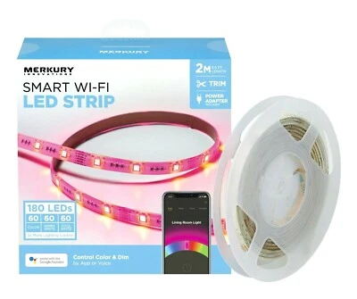 Merkury Innovations Smart Wi-Fi LED Strip Lights 6.5ft Trimmable Dimmable New - Image 1 of 4