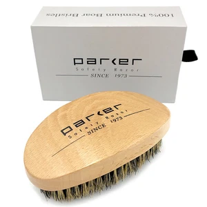 Parker Premium Boar Bristle Beard & Hair Brush with Beechwood Contoured Handle - Picture 1 of 8