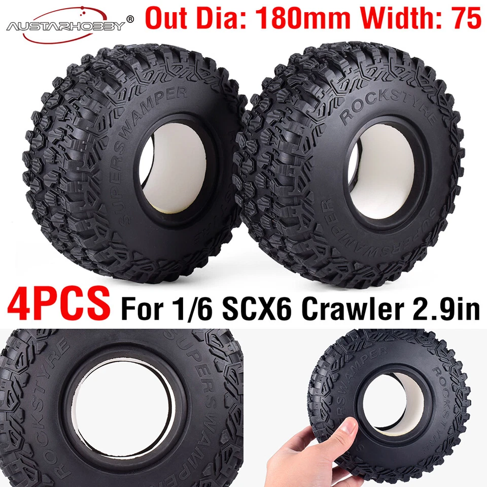 Austar 2,9 Zoll RC Gummireifen 180mm für Axial SCX6 AXI05000 1/6 RC Crawler Car - Bild 1 von 4