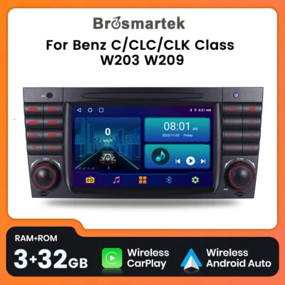 Android 13 Autoradio CarPlay Für Mercedes C/CLK/CLC Klasse W203 W209 DAB+ 3+32GB - Bild 1 von 4