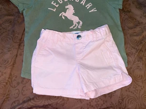 ^AVOCADO SHIRT both OLD NAVY 6-7, PEACH SHORTS 4T/but big PRE-OWNED - Picture 1 of 5