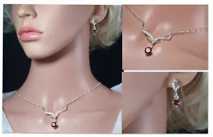Collar y pendientes enchapados en oro blanco y cristal - Imagen 1 de 11