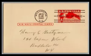 US FDC # UXC1 4c Orange Eagle none 1949, 9p1249 - Picture 1 of 1