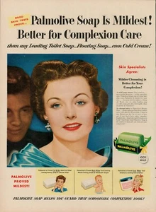 Jabón Palmolive 1954 tez facial vintage anuncio estampado antiguo limpieza piel más suave - Imagen 1 de 8