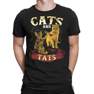 UNISEX Cats And Tats Funny Inked Cat Owner Gift Tattoo Lover Gift S-5XL T-Shirt  - Picture 1 of 3