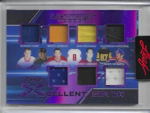 2023 Leaf Ultimate Hockey Game Used 7 Patch /3 HOWE LEMIEUX OVECHKIN CROSBY HULL - Picture 1 of 2