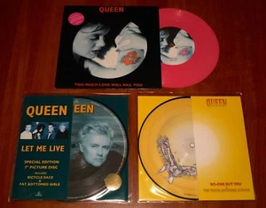 QUEEN 3x 7" PICTURE DISC VINYL Lot LET ME LIVE / NO-ONE BUT / TOO MUCH LOVE New - Picture 1 of 7