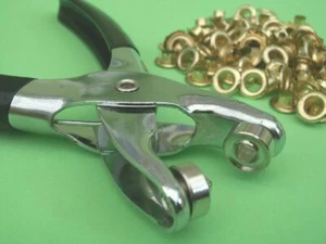 6mm Eyelet Pliers 100 Brass Metal Eyelets Craft Hand Setting Tool Leather Card  - Picture 1 of 1