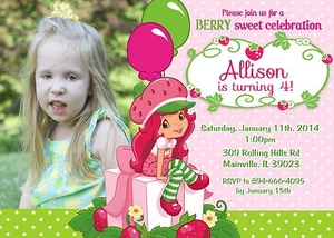 Strawberry Shortcake Birthday Party Invitation - Picture 1 of 1