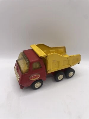 Tonka Red & Yellow Dump Truck, Vintage, 5” Metal Toy Vehicle, with stickers USA - Image 1 of 4