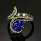 2ct Pear Lab Created Diamond Sapphire Bypass Wedding Ring 14k White Gold Plated