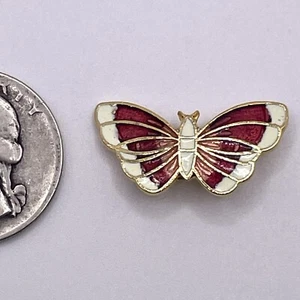 Cloisonne grün rot und weiß Emaille goldfarben Schmetterling Anstecknadel Brosche - Bild 1 von 2