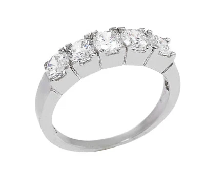 Anello argento sterling 925  zirconi brillanti mezzo giro eternity gioielleria - Immagine 1 di 2