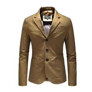 Business Casual Suit Men's Jacket Coat Cotton Tops Single-breasted Outwear 4XL - Picture 1 of 22