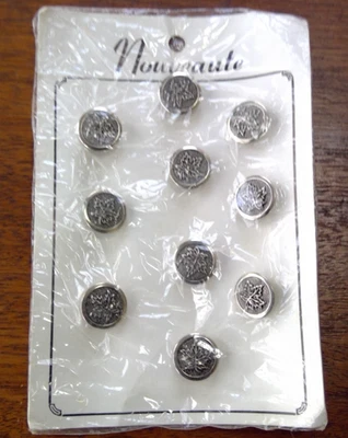 Vintage Antique Picture Button MAPLE LEAVES  set of 10 - Image 1 of 4