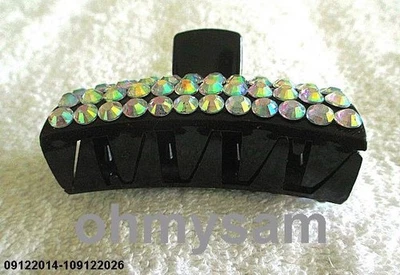 CLOSEOUT 3+3+3+1 NEW BLACK COLOR PLASTIC HAIR CLIP/FLAT COMB /COLOR STONE - Image 1 of 4