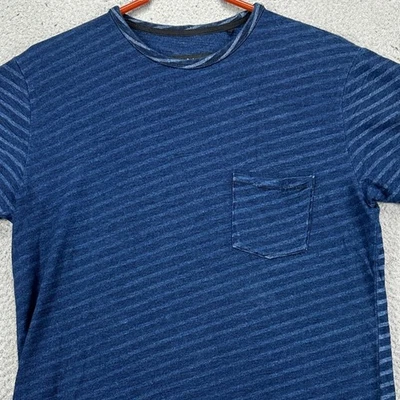 Camiseta Rag Bone New York Camiseta Bolsillo Para Hombre Mediana Azul Rayas Manga Corta Algodón Foto 1 de 4